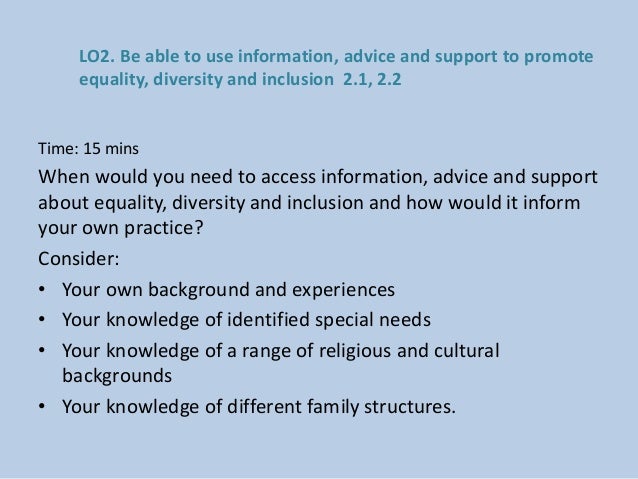 To be able to promote equality how to raise awareness of diversity equality and inclusion